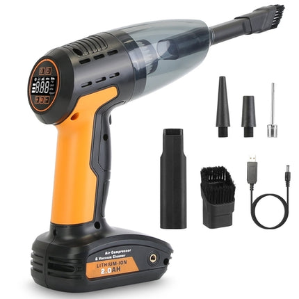 1Pc 4 In 1 Cordless Car Vacuum Cleaner And Tire Inflator With LED