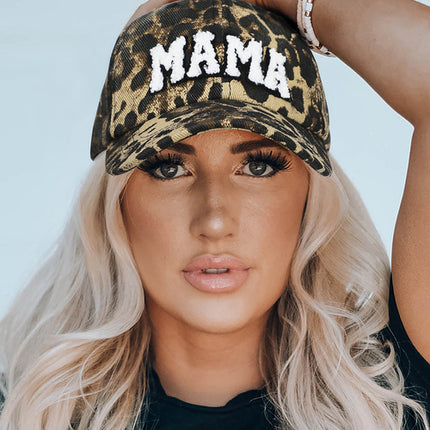 Leopard MAMA Embroidered Leopard Baseball Cap