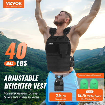 Weighted Vest, 40lb Weight Vest, Adjustable Body Weight Jacket For Men