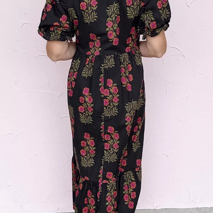Floral Print Tiered Maxi Dress