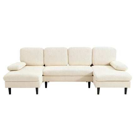 U-shaped Combination Sofa, Double Lounge Chair, Chenille Fabric 4-seat