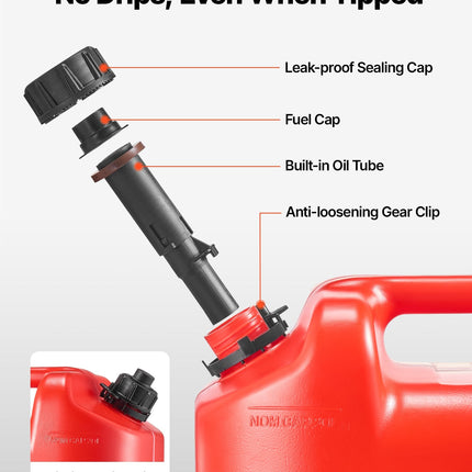 Fuel Container, 5 Gallon, Gas Tank With Spout & Clear Scale, 15 L/min