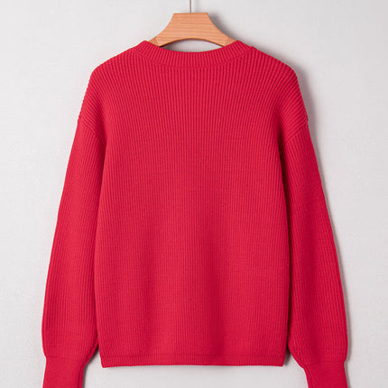 Christmas Sequin Bow Drop Shoulder Sweater