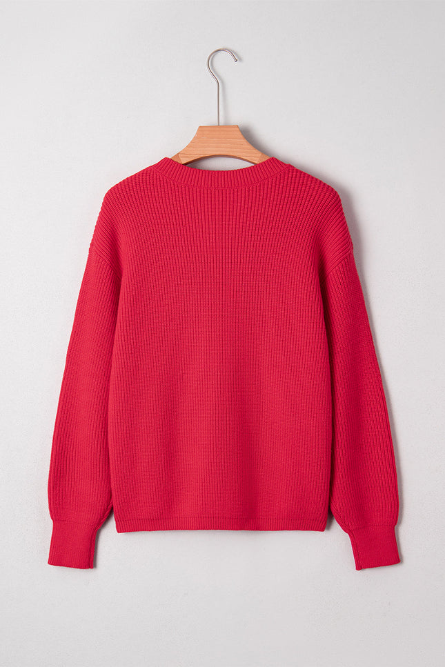 Christmas Sequin Bow Drop Shoulder Sweater