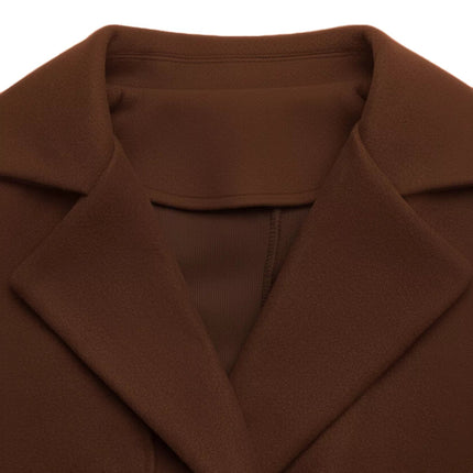 Lapel Collar Belted Wool Blend Coat