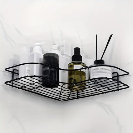 1pc Wall Mounted Bathroom Shelf, Shower Caddy Rack, No Punching