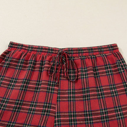 Plus Size Christmas Plaid Shirt and Shorts Pajama Set