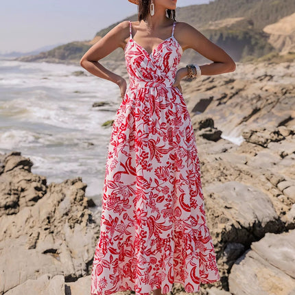 Printed Spaghetti Strap Midi Dress