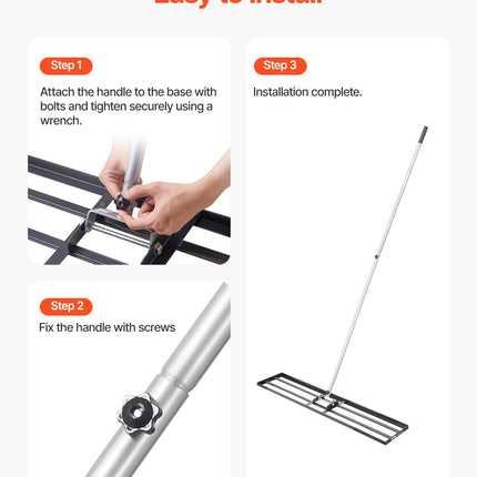 10x48in Lawn Leveling Rake Heavy Duty 83.9in Adjustable Handle For