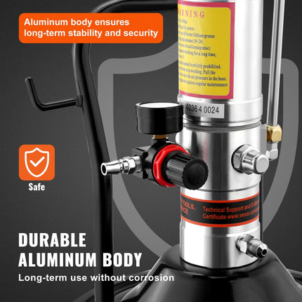 Grease Pump, 50:1 Pressure Ratio Air Operated Grease Pump With 13 Ft