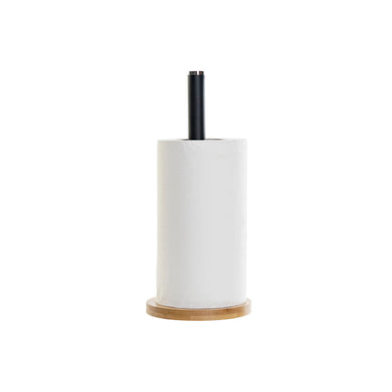 Kitchen Paper holder DKD Home Decor Black Natural Bamboo Stainless