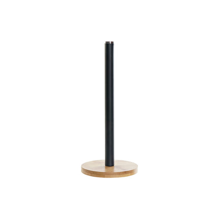 Kitchen Paper holder DKD Home Decor Black Natural Bamboo Stainless