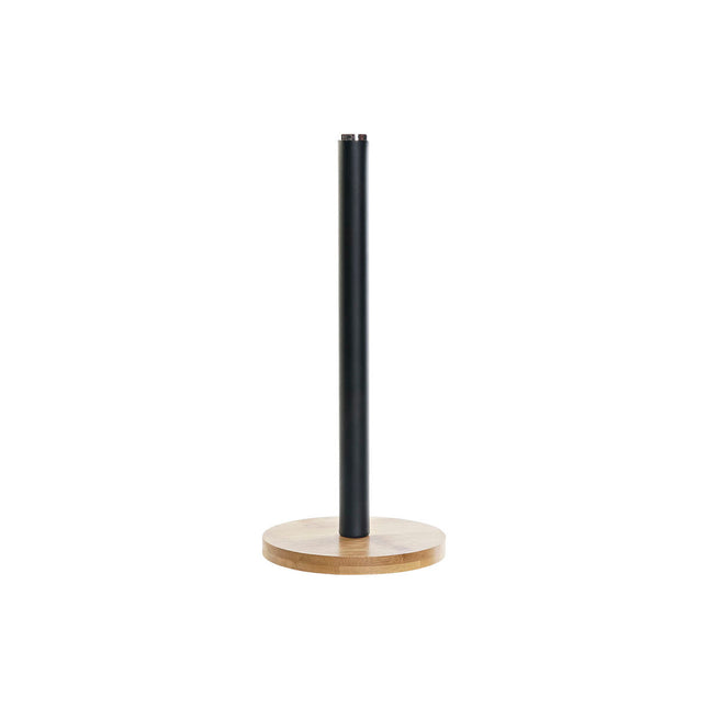 Kitchen Paper holder DKD Home Decor Black Natural Bamboo Stainless