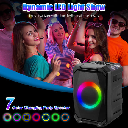 1Pc Portable Wireless Party Speaker With LED Light 2 Wireless Mics