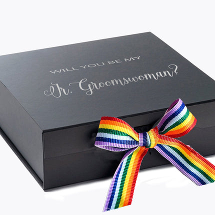 Will You Be My Jr Groomswoman? Proposal Box black - No Border -
