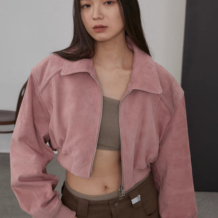 Retro Classic Stand Up Sheep Leather Short Jacket "Witch Game"