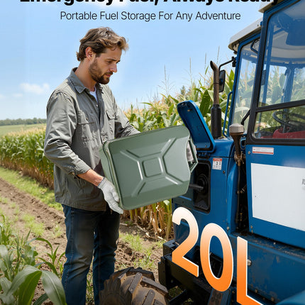 Metal Fuel Container, 5.3 Gallon, Fuel Jerry Can With Spout And