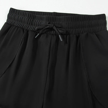 High Waisted Drawstring Swim Shorts