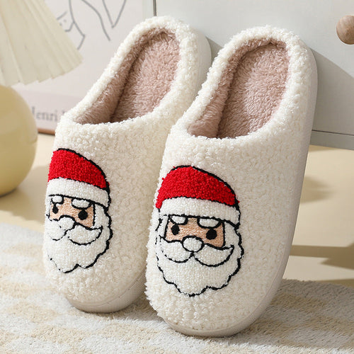 Christmas Home Slippers Cute Cartoon Santa Claus Cotton Slippers For