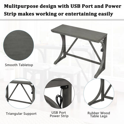 TOPMAx Farmhouse 3- Piece Counter Height Dining Table Set With USB
