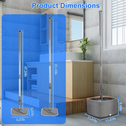 Spin Mop And Bucket System Includes Dual Compartment Mop Bucket 4Pcs