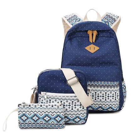 High Quality Breathable Printing Three-piece Wave Backpack