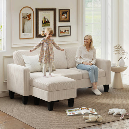 Sectional Sofa, L Shaped Couch, with Reversible Chaise or Ottoman,