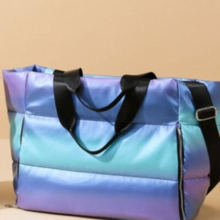 Gradient Quilted Travel Bag with Side Zippers