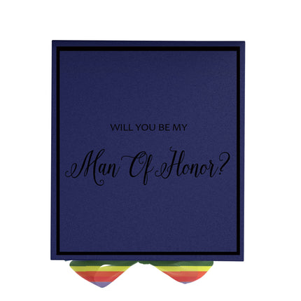 Will You Be My Man of Honor? Proposal Box Navy -  Border - Rainbow