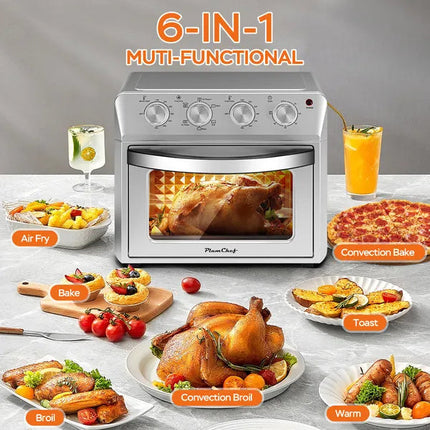 27.5QT 6-in-1 Air Fryer Toaster Oven Dropdown-Door 6-Slice Countertop