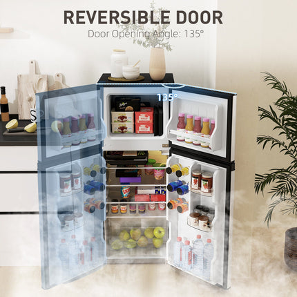 Small Fridge with Freezer, 4 Cu Ft Refrigerator with Reversible Doors,
