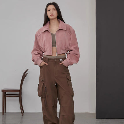 Retro Classic Stand Up Sheep Leather Short Jacket "Witch Game"