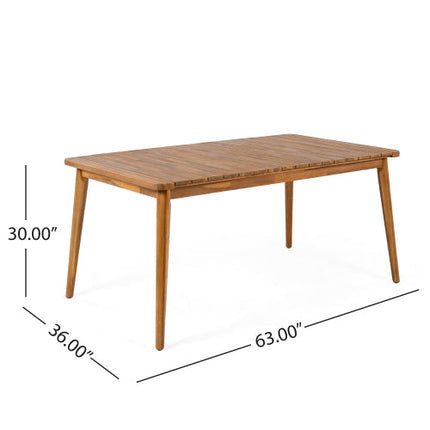 Acacia Wood Dining Table 6-Person Outdoor Table, Farmhouse Furniture
