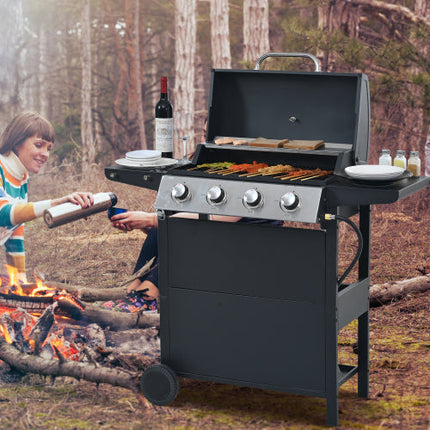 Propane Gas Grill 4 Burner Barbecue Grill, Stainless Steel 34,000 BTU