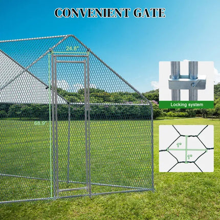 10 X 10 Ft Large Metal Chicken Coop, Walk-in Poultry Cage Chicken Hen