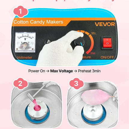 Commercial Cotton Candy Machine Electric Sugar Floss Maker Stainless