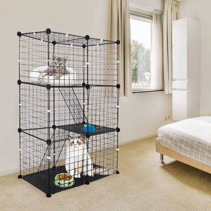 3 Tier Cat Playpen Cage Metal Indoor Cat House Detachable Kitten House