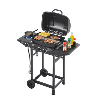 2 Burner BBQ Propane Gas Grill With Side Burner 24000 BTU Output