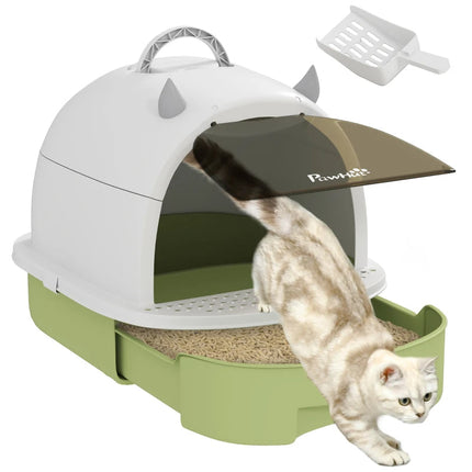 Covered Cat Litter Box With Lid, Scoop, Deodorizing Bags For Odor