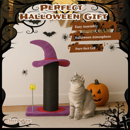 Wizard Hat Cat Scratching Post With Spring Ball Toy For Indoor Cats,