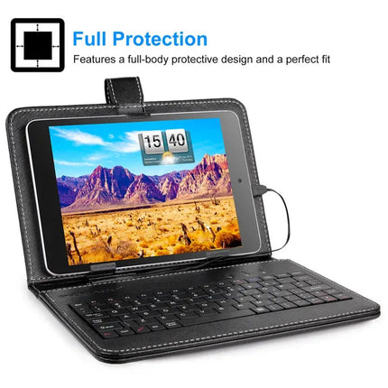 7.9in Protective Keyboard Case W/ Keyboard PU Leather Back Stand