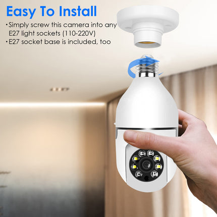 1Pc E27 WiFi Bulb Camera 1080P FHD WiFi IP Pan Tilt Security