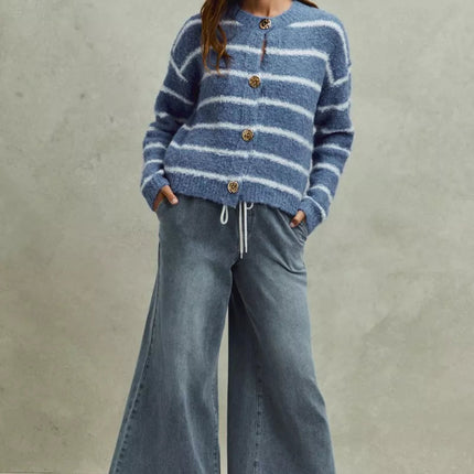 SO ME Mid Rise Elastic Waist Flare Denim Jeans