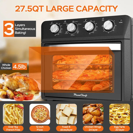 27.5QT 6-in-1 Air Fryer Toaster Oven Dropdown-Door 6-Slice Countertop