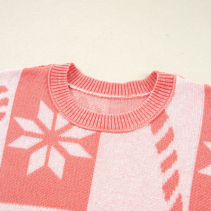 Christmas Candycane Snowflake Checker Sweater