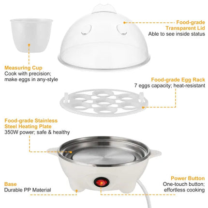 Electric Egg Cooker 7-Capacity BPA-Free Hard-Boiled Egg Maker W/