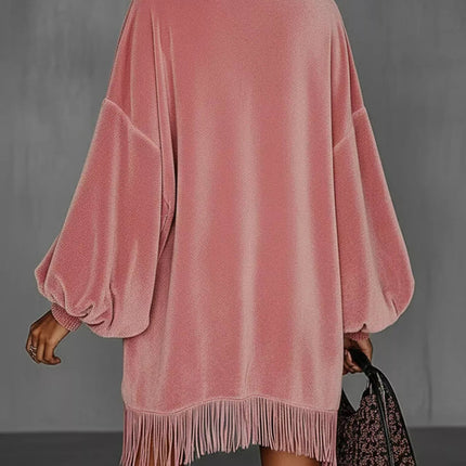 Velvet Fringe Hem Mini Dress