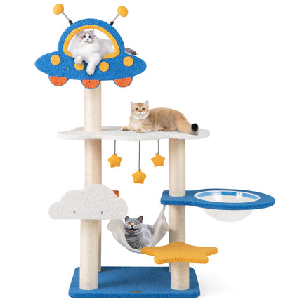 49 Inches Tall Cat Tree With UFO Top Perch Space Capsule And Sisal