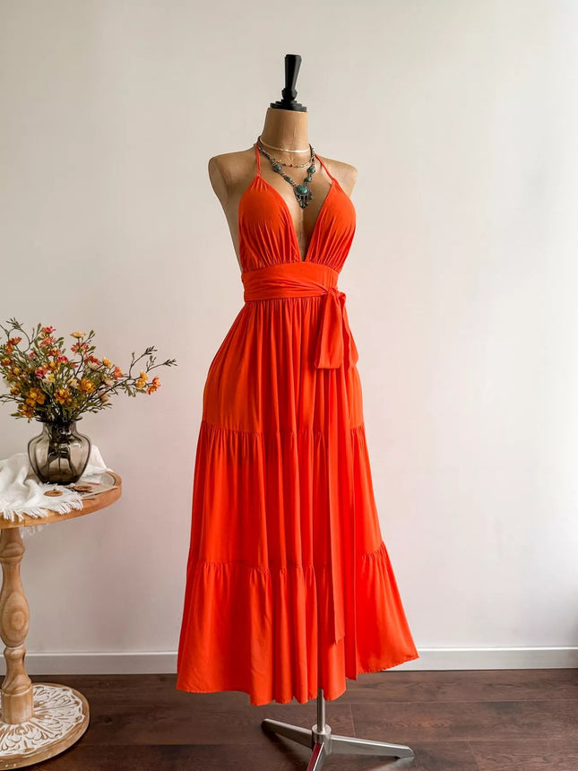 Halter Neck Tiered Dress