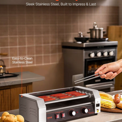 Electric 12 Hot Dog 5 Roller Commercial Sausage Grill Cooker Machine